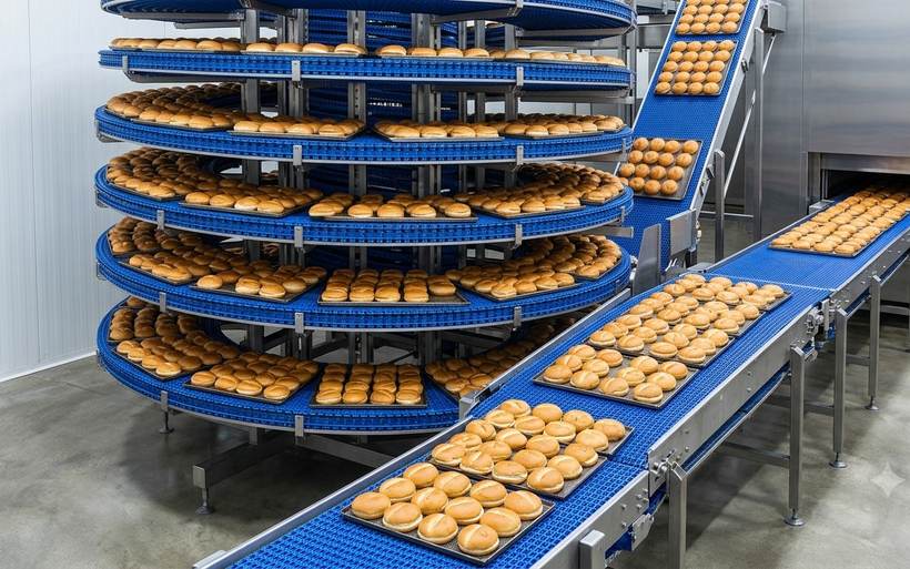 Spiral cooling conveyor
